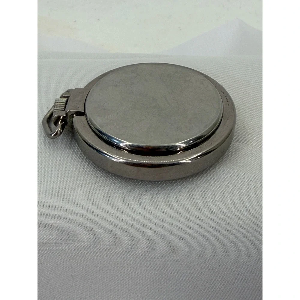 Swiss Army Victorinox Pocket Watch Silver Tone Red Bezel White Dial Swiss Made